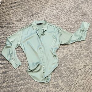 Zara Light Green Satin Blouse